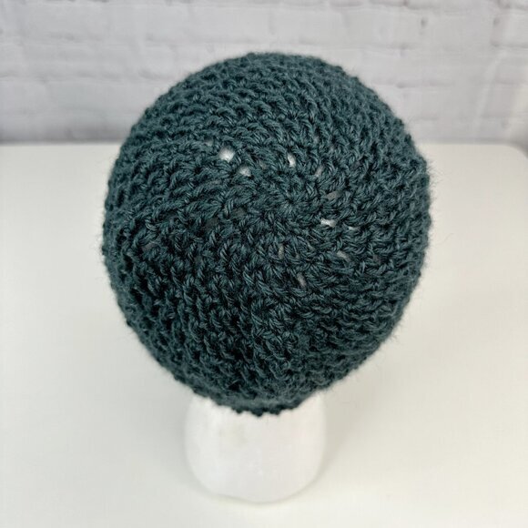 Created by Cyd Handmade Crochet Beanie Forest Green Mesh Knit Skull Cap Hat‎ NEW main image 6